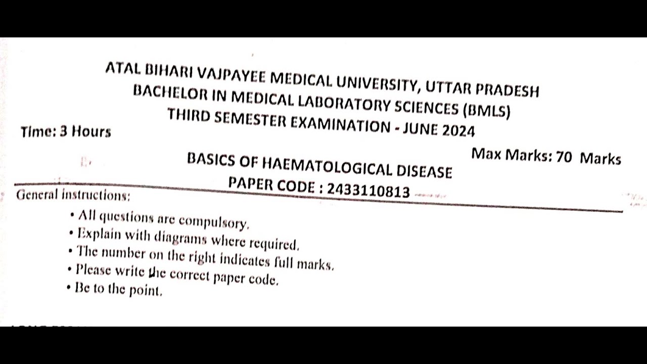 BMLS 3rd Semester | Basic of Haematological Disease | Session 2022- 23 ...