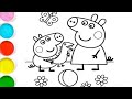 Peppa pig Rainbow Drawing, painting and Coloring for kids and toddlers