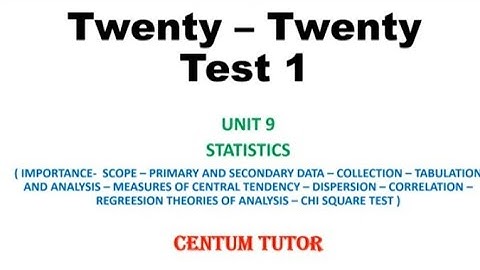 TRB COMMERCE UNIT 9 STATISTICS  20 - 20 TEST SERIES 1