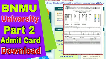 bnmu part 2 admit card download how to check bnmu BA part 2 admit card bnmu part 2 admit card जारी