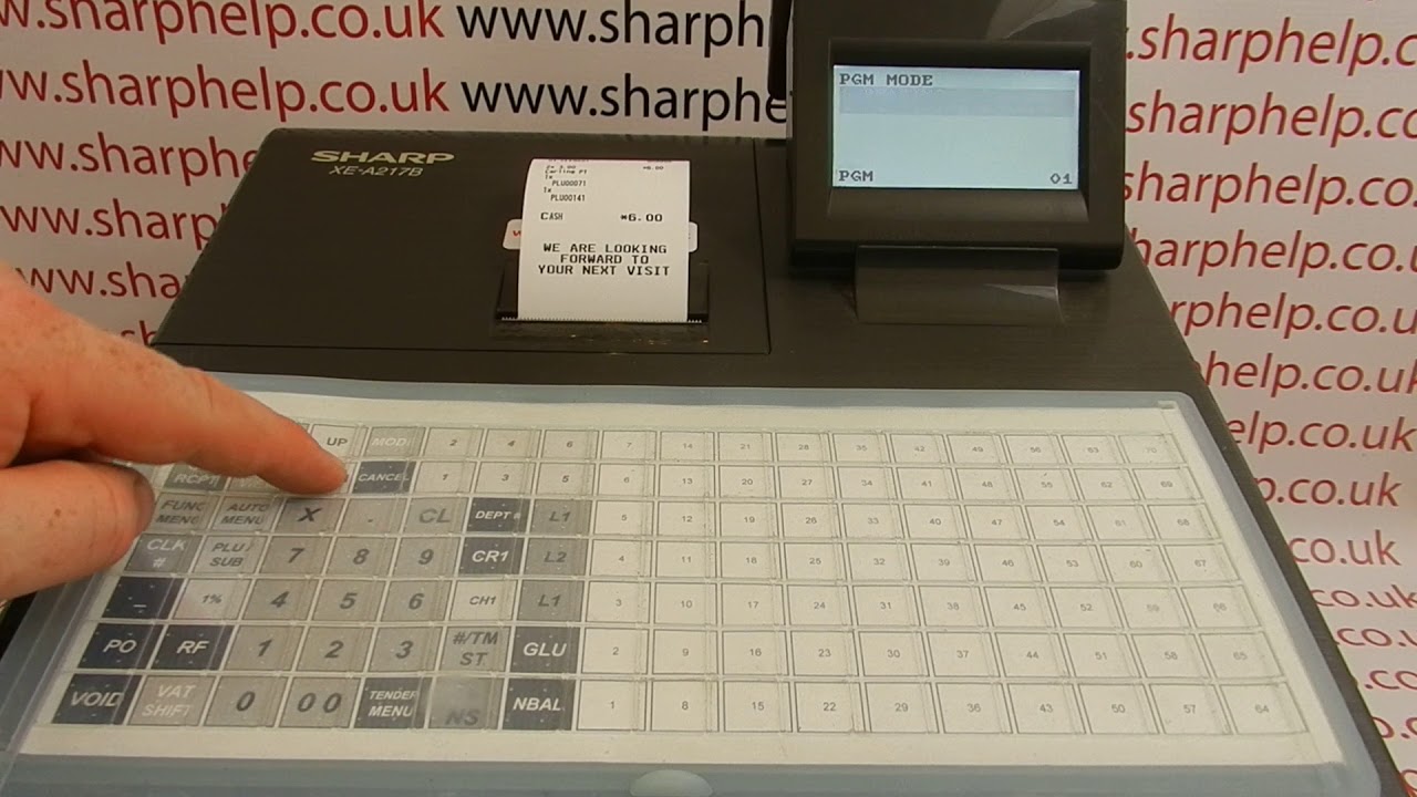 Sharp Xe A217 Cash Register Using The Menu Level Shift Function