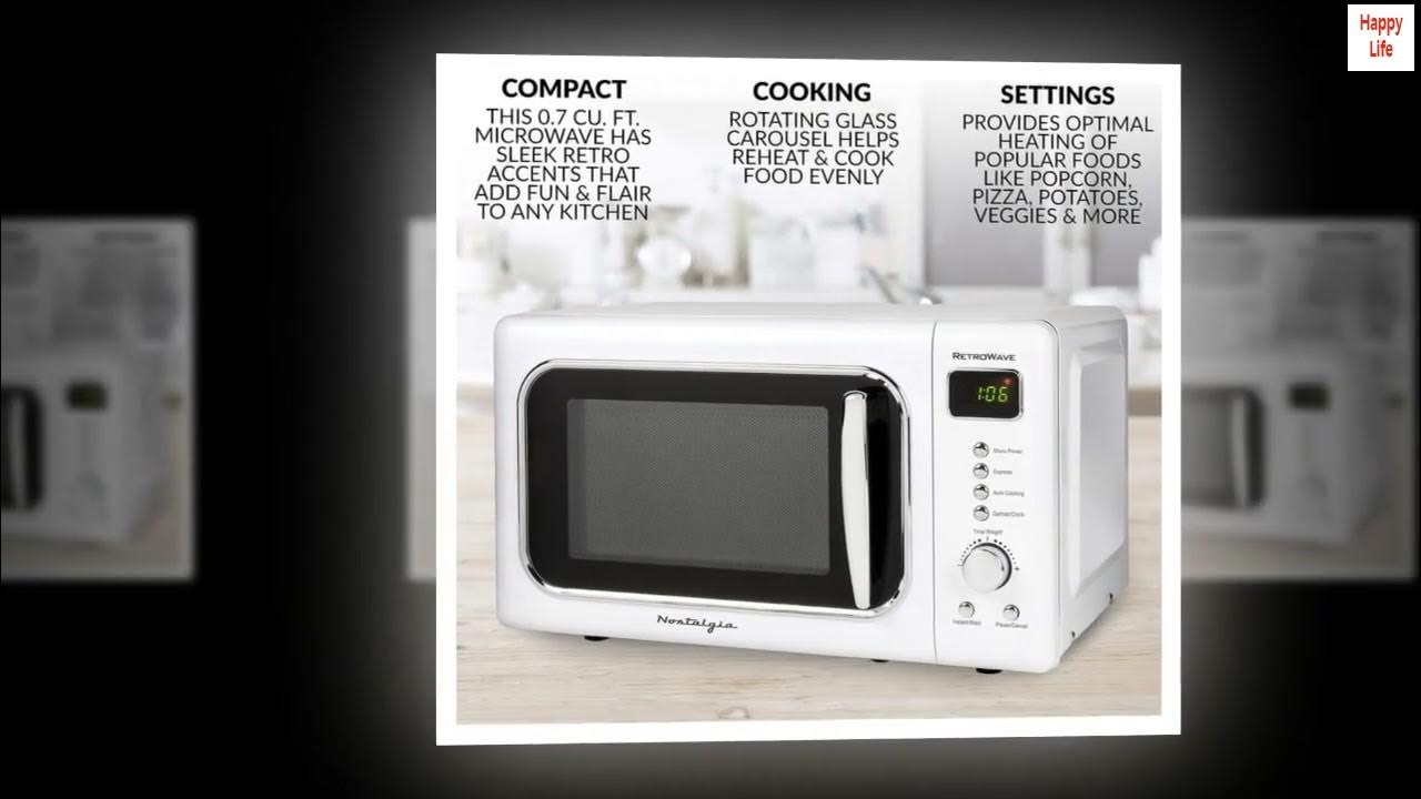 Nostalgia CLMO7WH Classic Retro 0.7 Cu. ft. 700 W Countertop Microwave Oven  With LED Display, White 