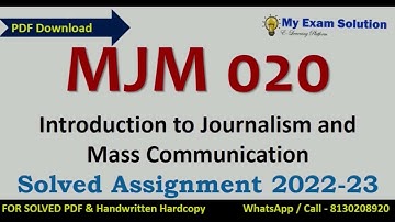 IGNOU MJM 020 SOLVED ASSIGNMENT 2022-23 | IGNOU SOLVED ASSIGNMENTS 2022-23 #ignousolvedassignment