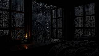 Strong Night Rain at the Open Forest Bedroom Window | Peaceful Dark Ambience for Restful Sleep