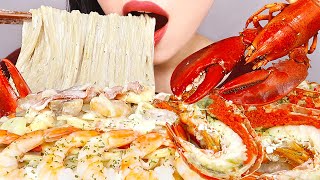 ASMR CREAMY LOBSTER, SHRIMP 랍스터 새우 크림 파스타 먹방 (RECIPE) NO TALKING EATING & COOKING SOUNDS