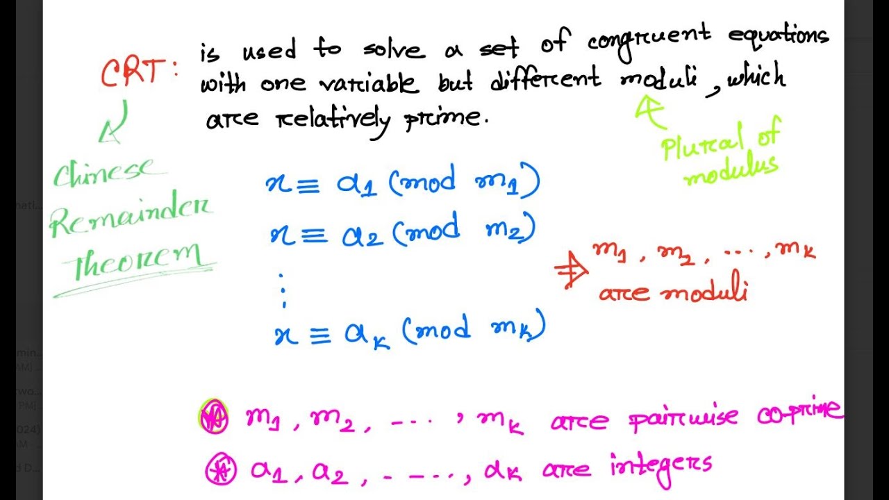 Crt Algorithm CRT Algorithm in Bangla | Chinese Remainder Theorem | CSE 323 ...