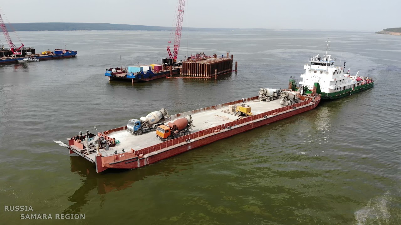 Доп. видео строительства моста через Волгу / левый берег / 20 августа ...