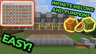 EASY 1.20 AUTOMATIC MELON AND PUMPKIN FARM TUTORIAL in Minecraft Bedrock (MCPE/Xbox/PS4/Switch/PC)