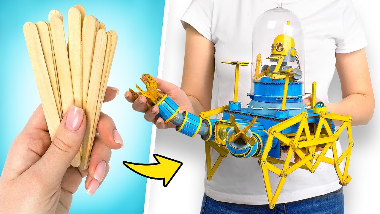 หุ่นยนต์ Diy สุดเจ๋งจากไม้ไอติมและกระดาษลัง! - Youtube