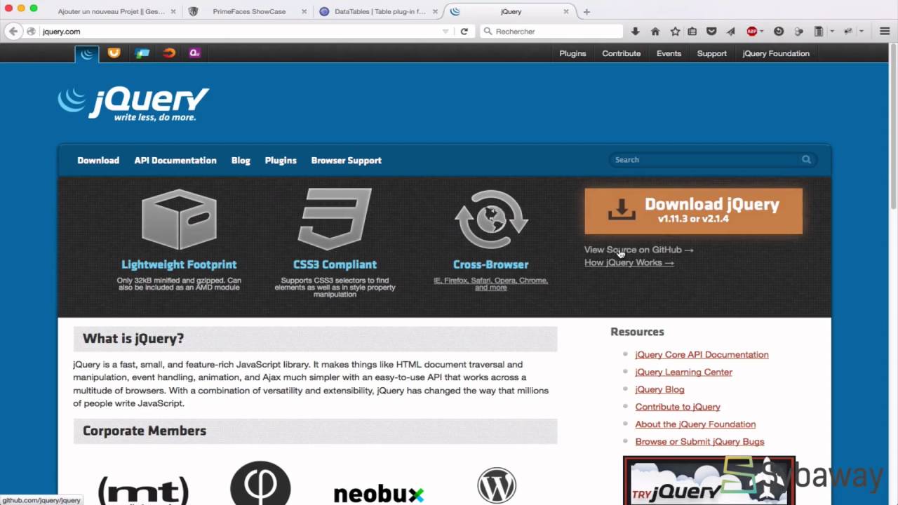 Tutoriel Hibernate et JSF 115 DataTables Table plug in pour jQuery