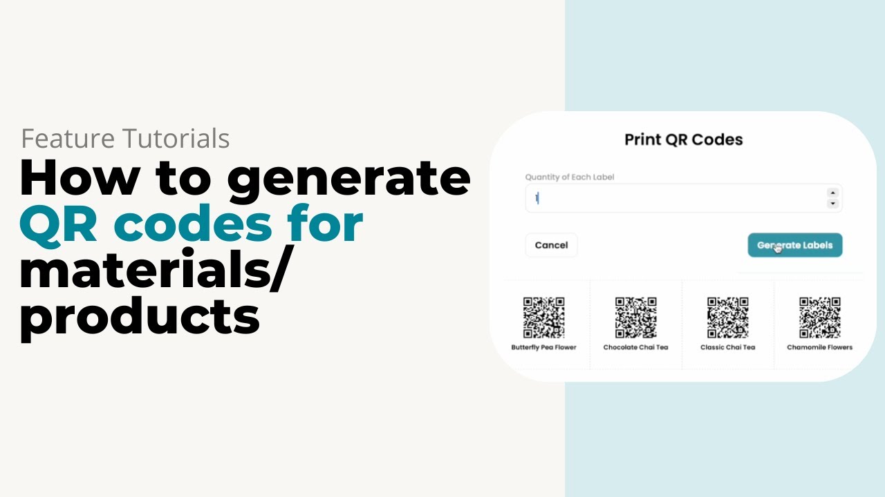 How to Generate QR Codes for Materials and Products | Inventora Tutorial