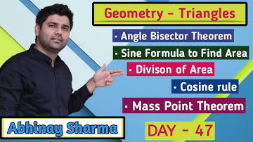 Angle bisector theorem and area of triangle based upon base ratio & sine formula By Abhinay Sharma
