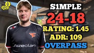 S1MPLE (24-18) RT: 1.45 EU FACEIT RANKED (OVERPASS) +VOICE COMMS | ELO 3774 #CS2 #POV