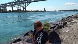 Michigan side of Port Huron coming across Blue Water bridge from Ontario, Canada