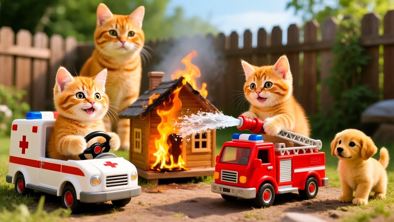 Mama Cat Trims Fur on the Farm and Makes Tiger Hat For Kittens At Home🐾🎩🐯