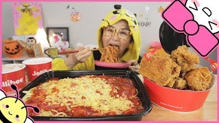 JOLLIBEE FRIED CHICKEN + SPAGHETTI l MUKBANG