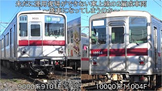 【現在も休車状態の9000系トップナンバーとドア故障の10000系】森林公園に休車状態の東武9000系9101Fと10000系11004F ~休車してる2編成は本当に廃車になるのか~