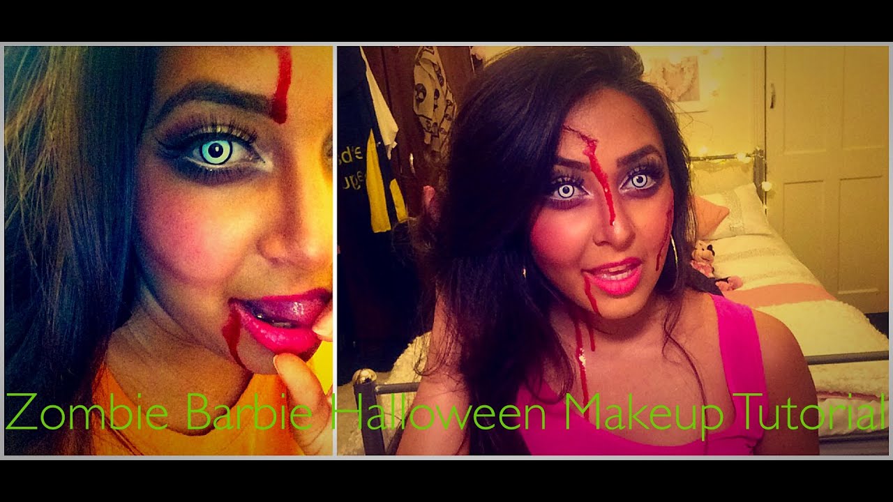 Zombie Barbie Halloween Makeup Tutorial YouTube