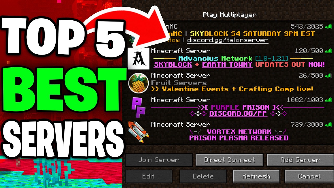 5 BEST MINECRAFT SERVERS To join in 2026 (1.21.11) - YouTube