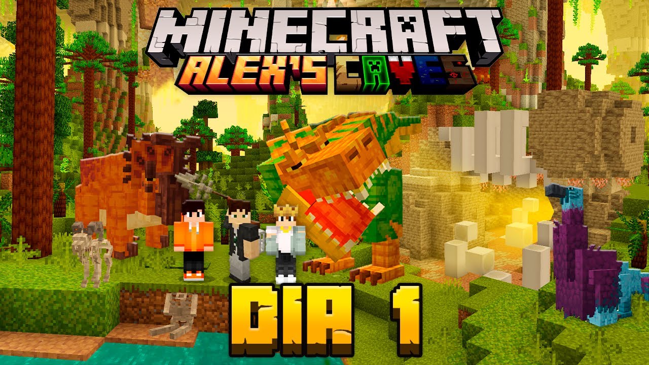 SOBREVIVENDO 100 DIAS em TRIO NA CAVERNA do ALEX'S CAVES do MINECRAFT ...