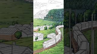 Paint by Number for beautiful view for train🚄 journey||colour by number||train colour