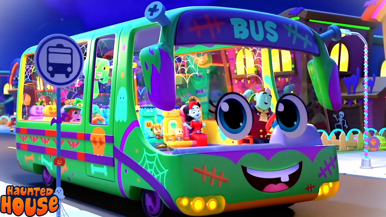 Halloween Wheels On The Bus, Spooky Nursery Rhymes And Cartoon Video ...