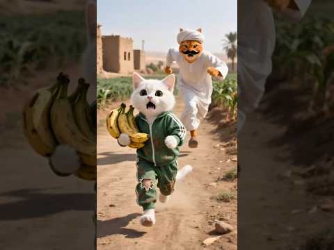 شوف القط مياو عمل ايه لما بائع الموز جري وراه    