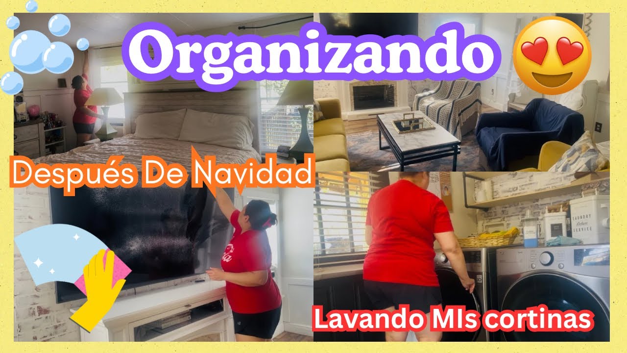 🧹ORGANIZANDO DESPUÉS DE LA NAVIDAD 😍| lavando cortinas 💦 limpieza en mi casa pequeña ✅ 