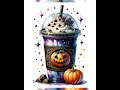 Halloween Coffee Clipart Set, Scary Gothic Watercolor Hot Coffee Drink Clipart Bundle, Spooky Sea...