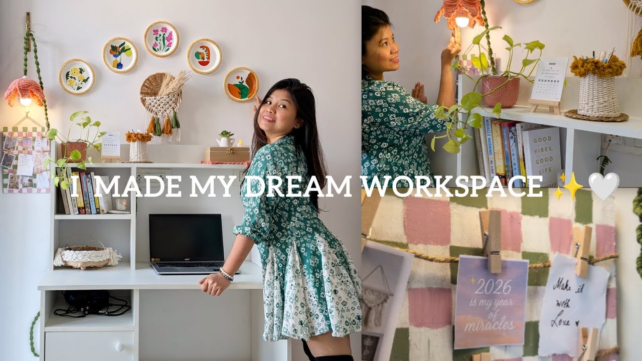 I Made My Dream Creative Workspace | DIY Boho Workspace Makeover ...