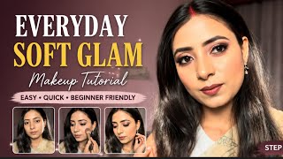 Easy Soft Glam Makeup Tutorial for Beginners | Everyday & Special Occasion Look ✨#SoftGlamMakeup