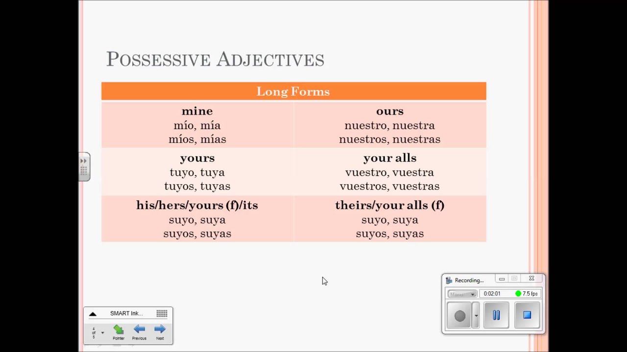 navegando 2 4 long form possessive adjectives video youtube long form possessive adjectives