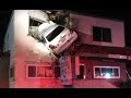 Car crashes into second floor of building  a virtual crash simulation