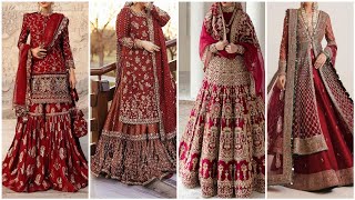 Red wedding dress design for bride/Pakistani wedding dresses ideas/Latest bridal dresses/Red dress