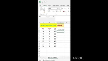 Combine Date,Month & Year  #insert #exceltech