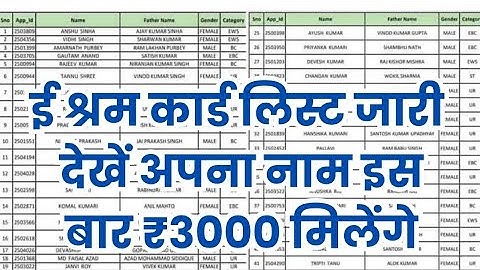 E shram card list 2025 / ई श्रम कार्ड से ₹3000 रुपए मिलना शुरू / श्रमिक कार्ड लिस्ट कैसे देखे 2025