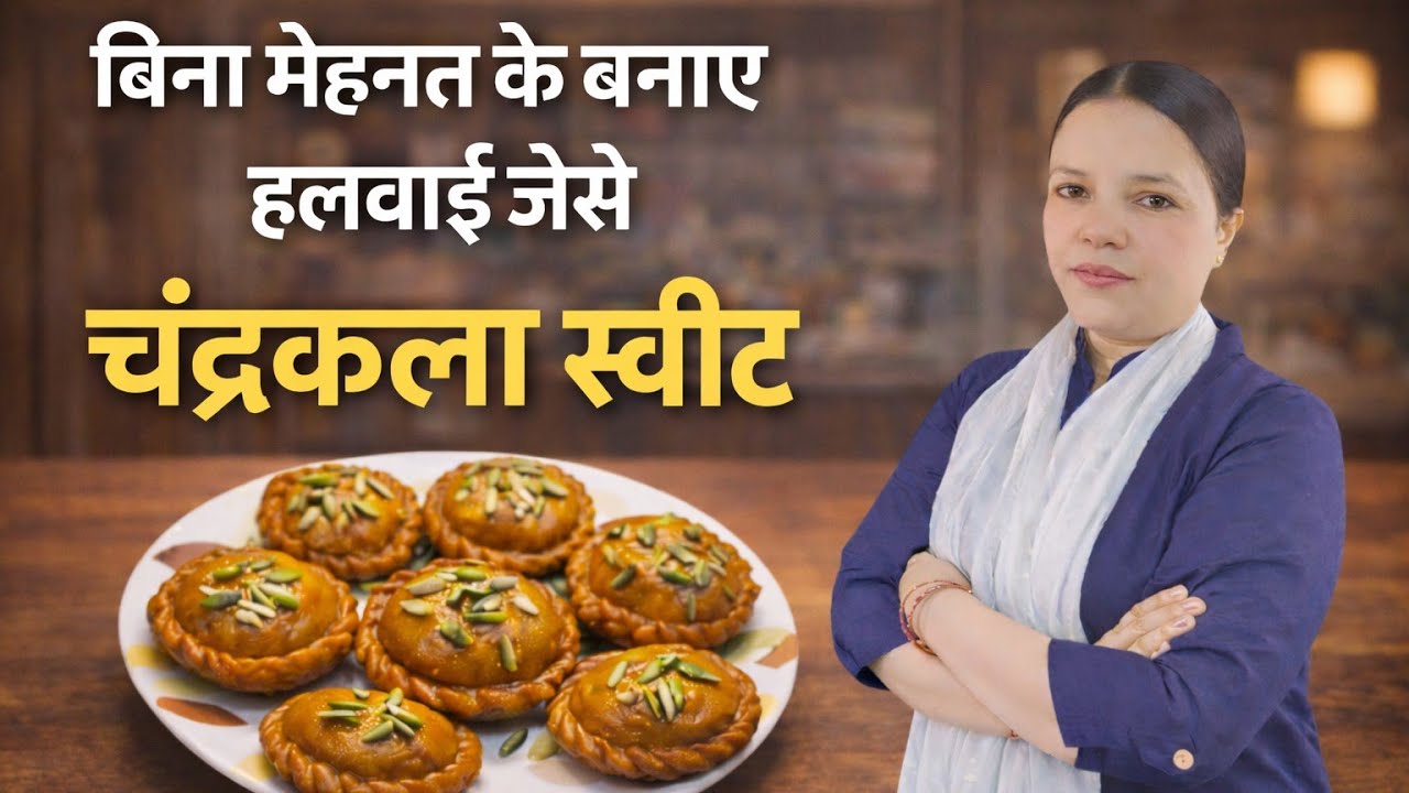 बिना मेहनत के बनाए हलवाई जैसे चंद्रकला स्वीट 😋✨ #nashtarecipe #sweet #sweets #Chandrakala