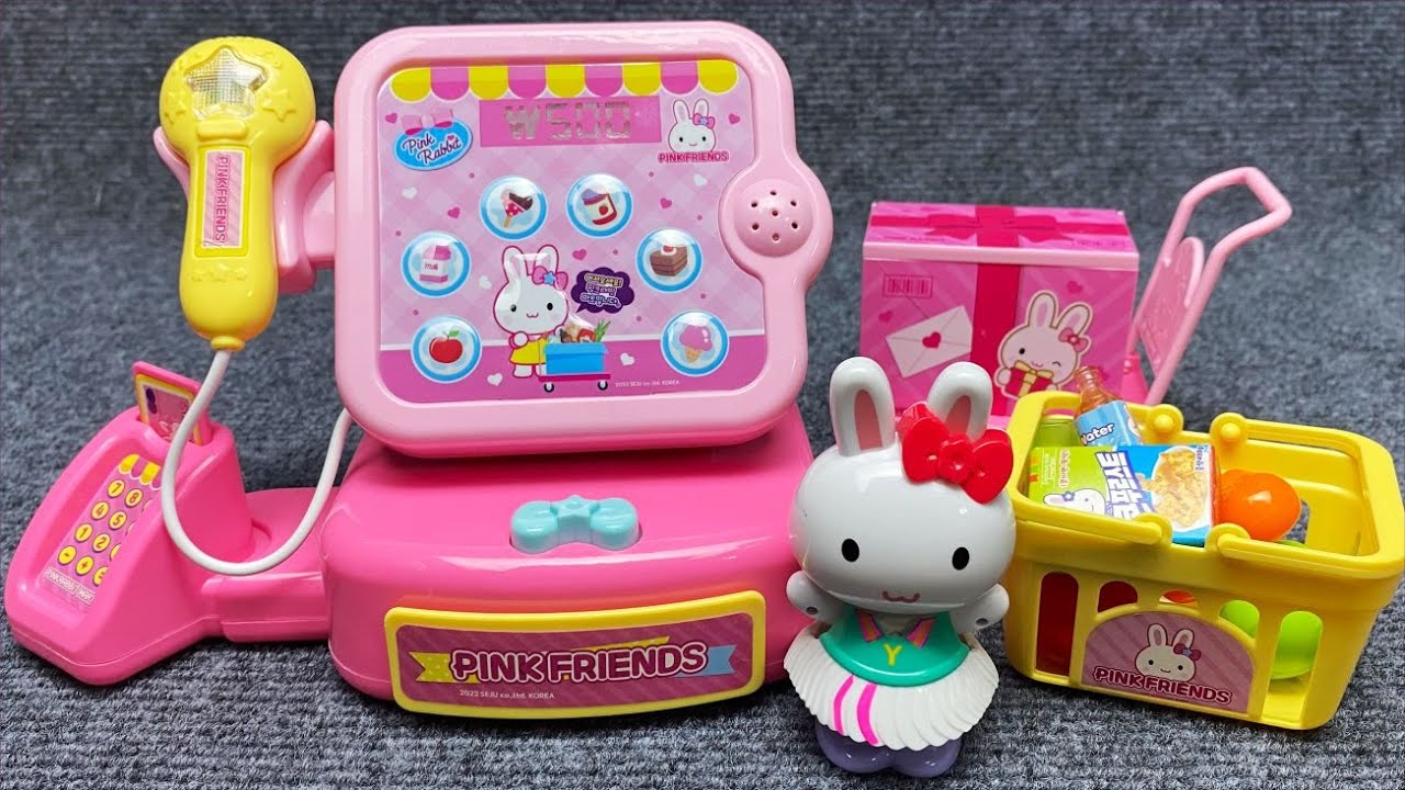 5 Minutes Satisfying with Unboxing Pink Rabbit Gift Wagon Cash Register ASMR ( No Music)