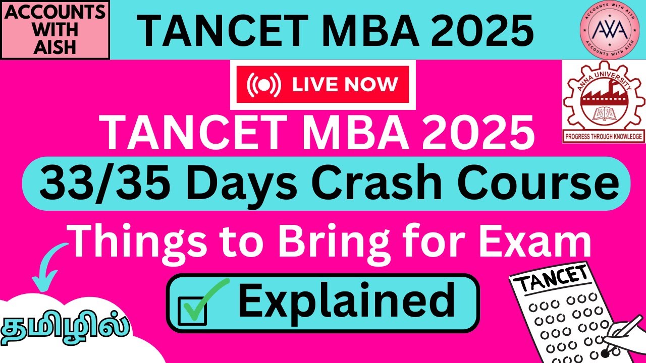 🔴TANCET MBA 2025 Thing to Bring for Exam Crash Course Day 33/35 - YouTube