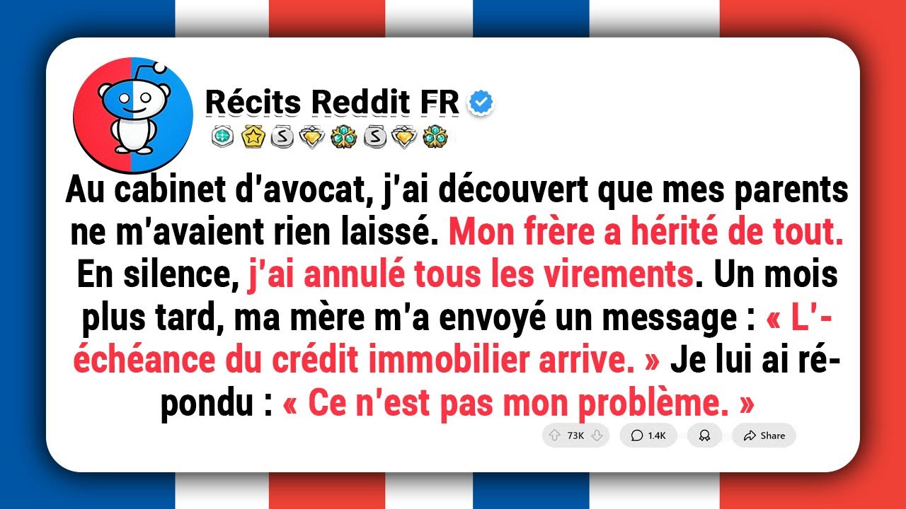 Chez l’avocat, j’ai découvert que mes parents ne m’avaient rien laissé : tout était pour mon frère.