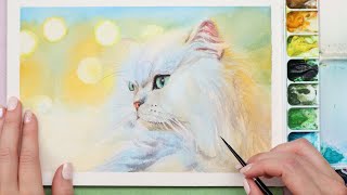 How to Paint a White Persian Cat | Tips for Painting White Fur in Watercolor