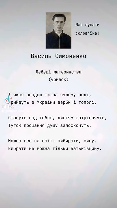 Василь Симоненко - "Лебеді материнства" #васильсимоненко #вірші #поезія ...