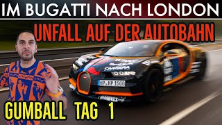 Accident at the Gumball 2023 😬 630 km with the Bugatti from Edinburgh to London 🇬🇧| Flag Drop | Omid