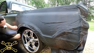 Brushed Vinyl Wrap On The Chevy C10 Truck | Black Pearl