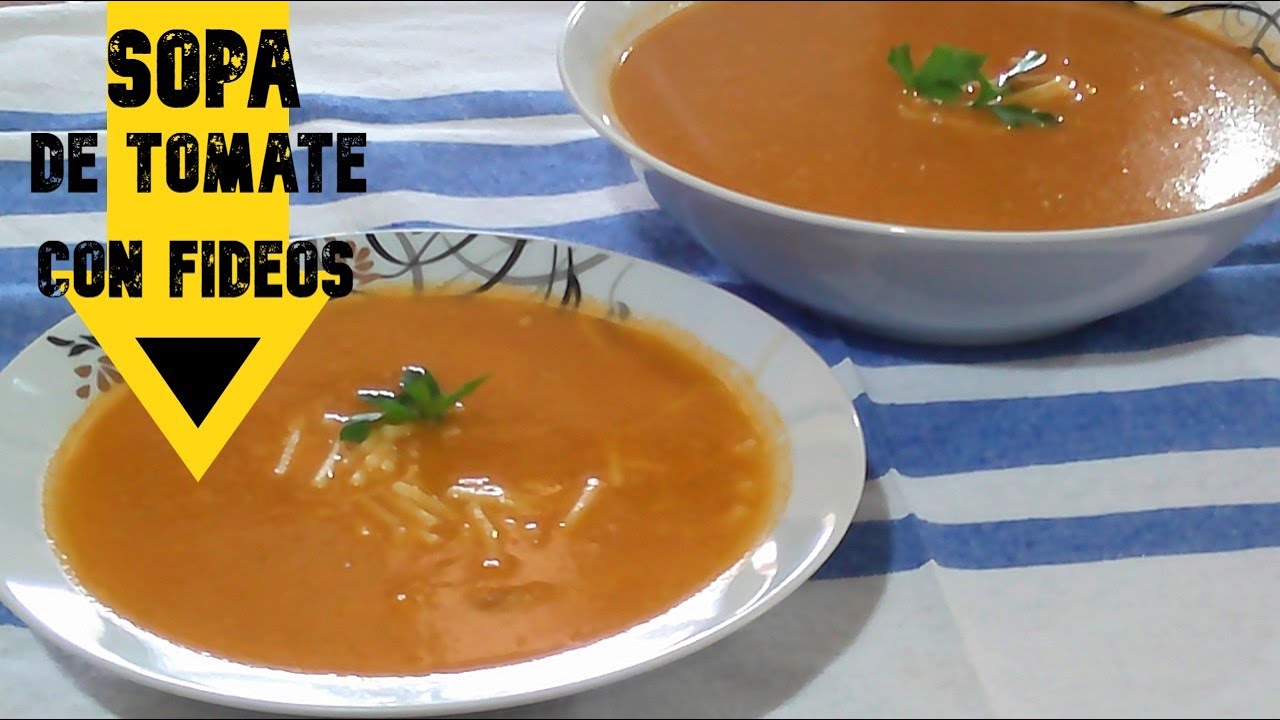 Sopa de tomate con fideos, con y sin Thermomix