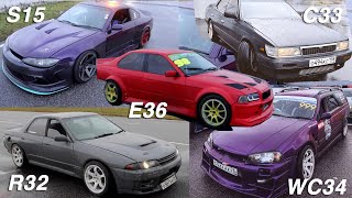 ТЕСТИРУЮ ЛЕГЕНДАРНЫЕ КУЗОВА ДЛЯ ДРИФТА. SILVIA S15, BMW E36, SKYLINE R32, LAUREL C33, STAGEA R34