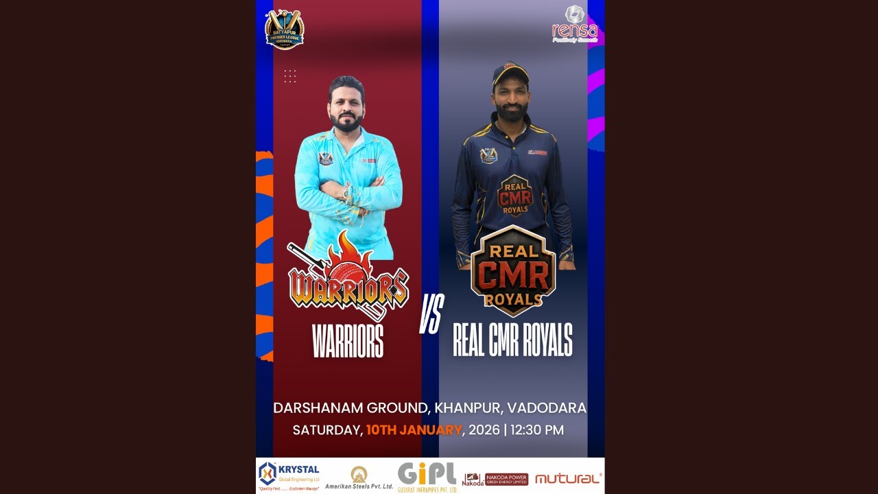 BSPL ll Baroda Satyapur Premier League || WARRIORS VS REAL CMR ROYALS