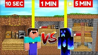 Noob Vs. Pro Staví Tajný Bunkr Za 10 Sec 1 Min 5 Min V Minecraftu