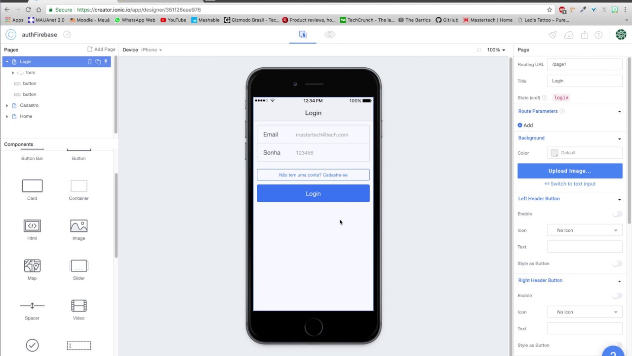 ionic creator cadastro e login com firebase authentication youtube