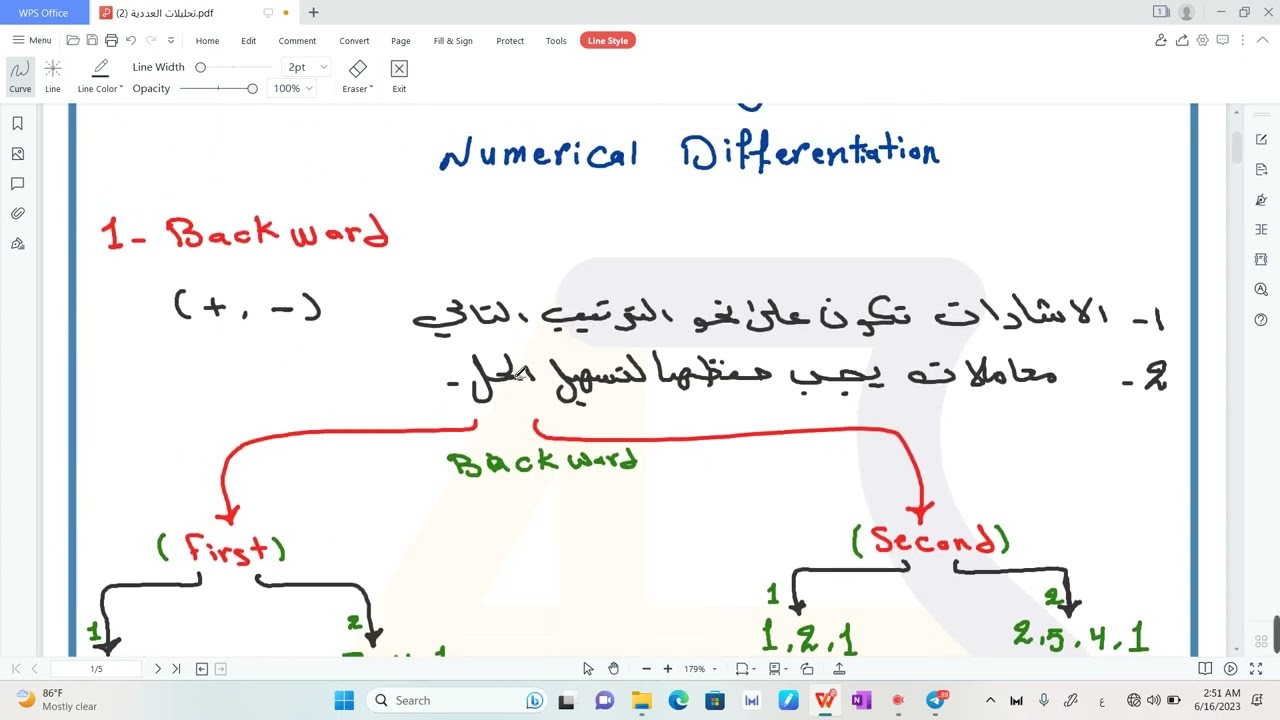 المرحلة الثالثة / تحليلات العددية شرح numerical differentiation  الجزء الأول